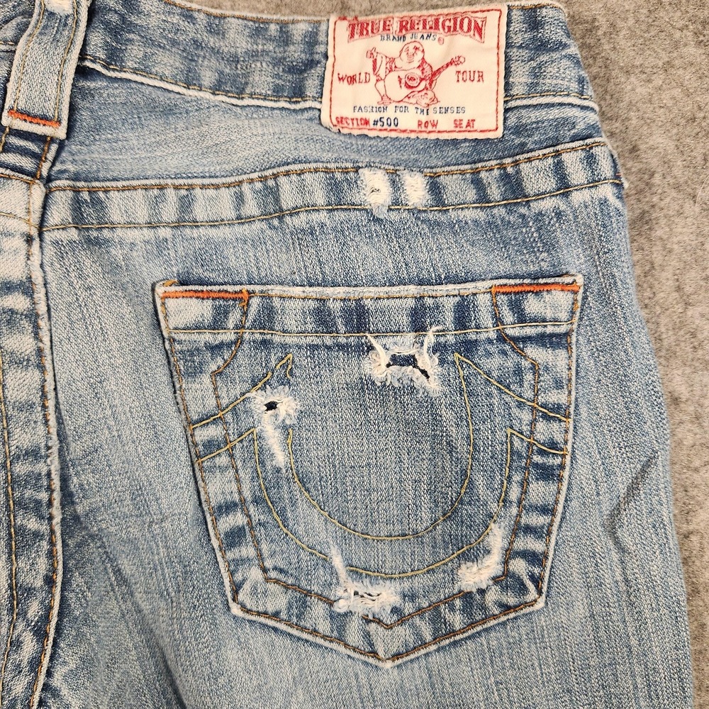 True Religion Jeans Womens 27 Blue Made in‎ USA Big Rig Distressed Y2K Vintage - Picture 8 of 12